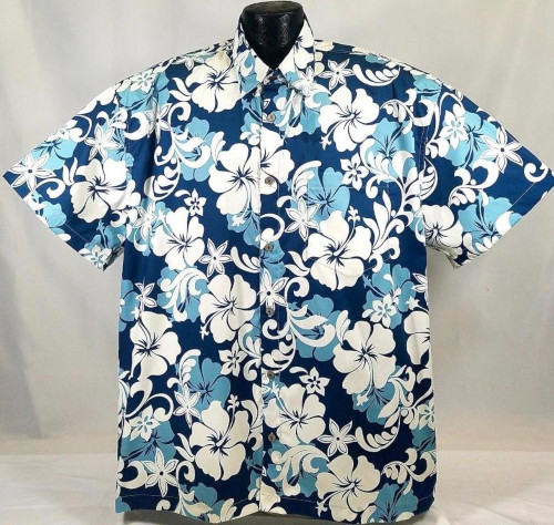 Aqua Blue Hibiscus Hawaiian Shirt